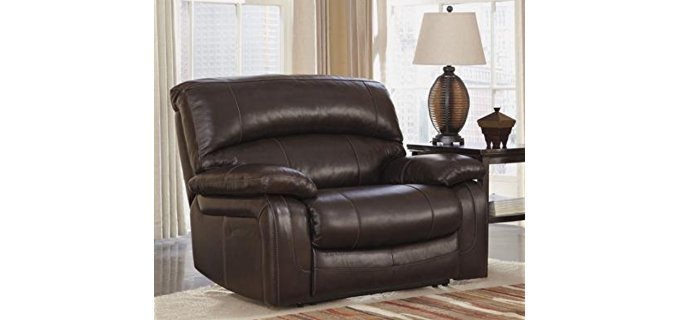 Signature Design Damacio Wide Recliner - Chair and a Half Leather Power Recliner