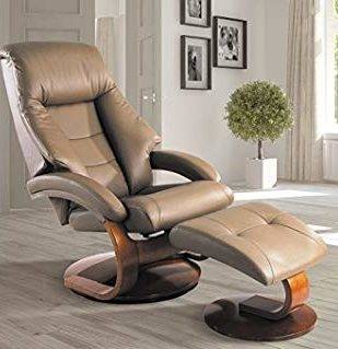 Mac Motion Mandal Sand Leather Recliner and Ottoman