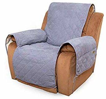 Water Resistant Recliner Chair Cover with Side Pockets,Washable Recliner Protector Cover with Elastic Straps for Pets Kids Children Dog 23In,Dark Grey&Grey Honest Reversible Recliner Slipcover 